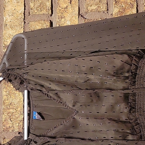 Old Navy Waist Defined Shine Mini Brown Shine Dress Size Medium Petite - Picture 8 of 11